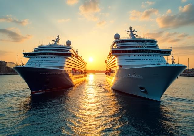 Luxury river boat and ocean liner side by side comparison